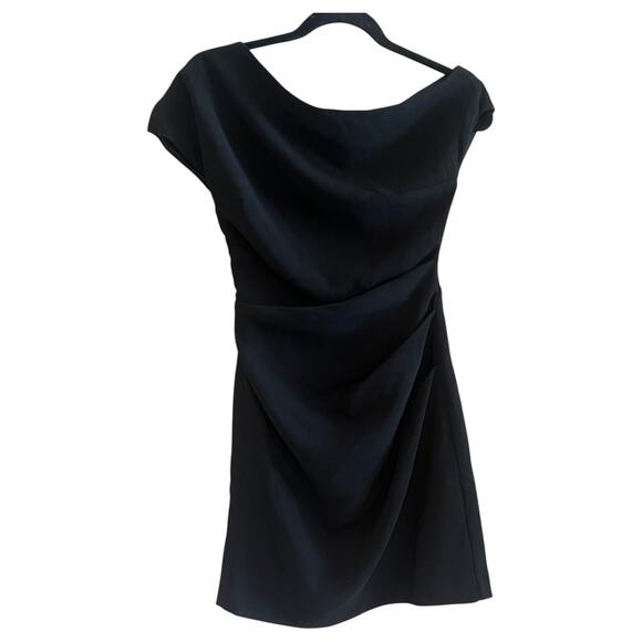 Bardot Lelita Ruched Asymmetrical Neck Mini Dress Black Size XS - Picture 2 of 9